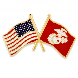 Personalized Officially Licensed U.S. and U.S.M.C. Flag Pin