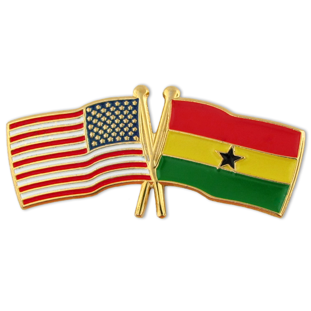 USA & Ghana Flag Pin with Logo