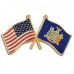 Personalized New York & USA Crossed Flag Pin