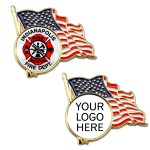 Promotional American Flag Enamel Lapel Pin w/ Custom Logo