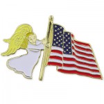 USA Flag Angel Lapel Pin with Logo