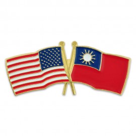 World Flag - USA & Taiwan Lapel Pin with Logo