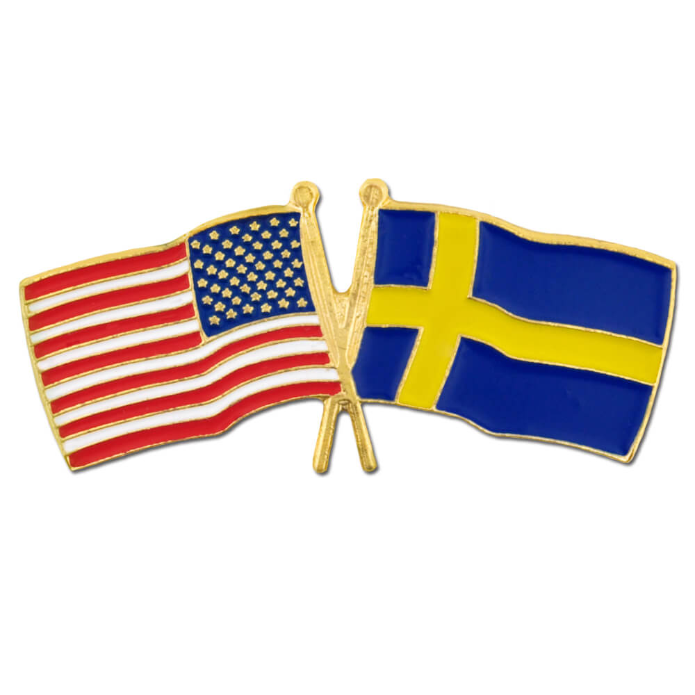 USA & Sweden Flag Pin with Logo