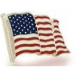 American Wavy Flag - Epoxy color fill (.722" x .581") with Logo