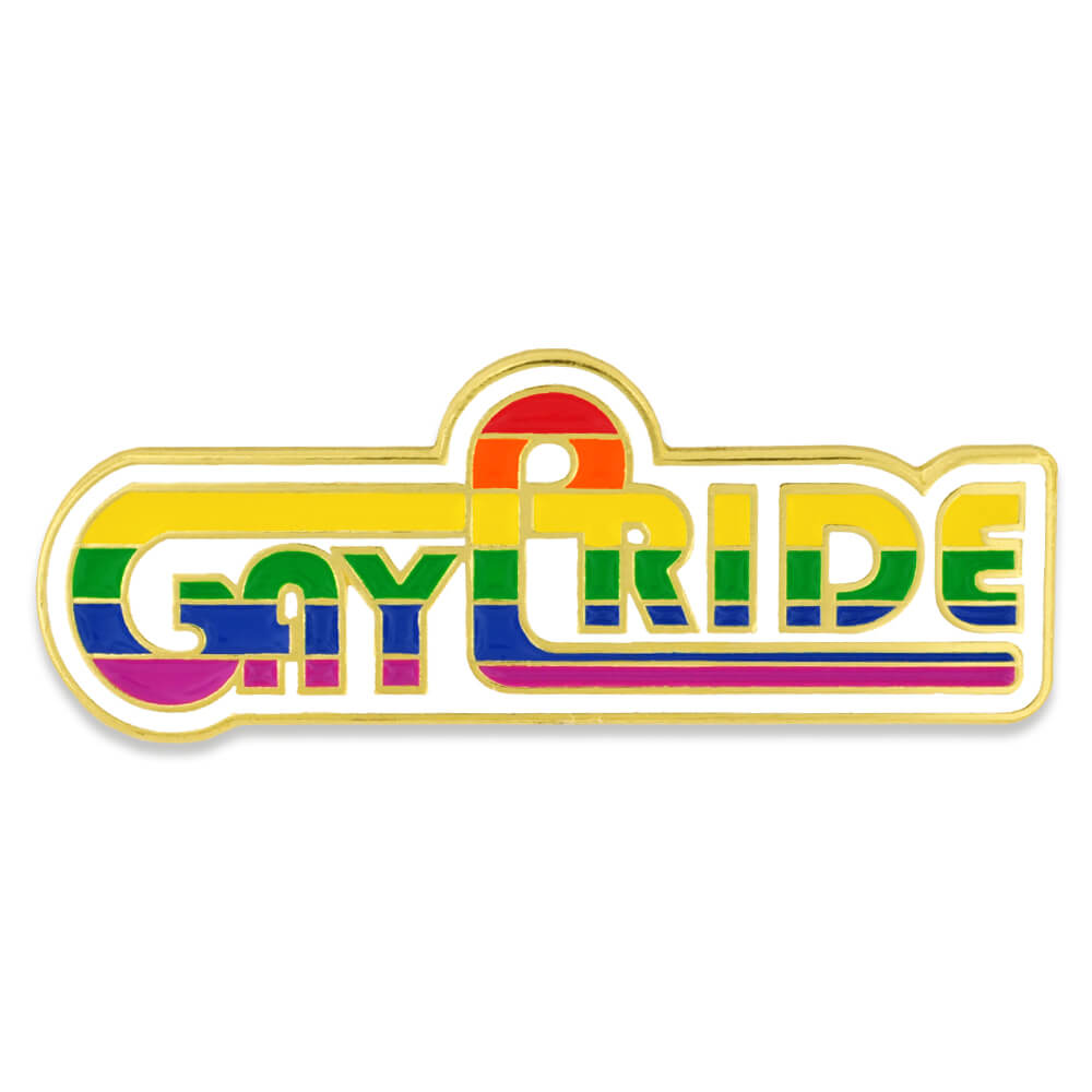 Retro Gay Pride Lapel Pin with Logo