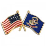 Customized North Dakota & USA Crossed Flag Pin