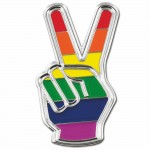 Logo Branded Gay Pride Peace Finger Sign Lapel Pin