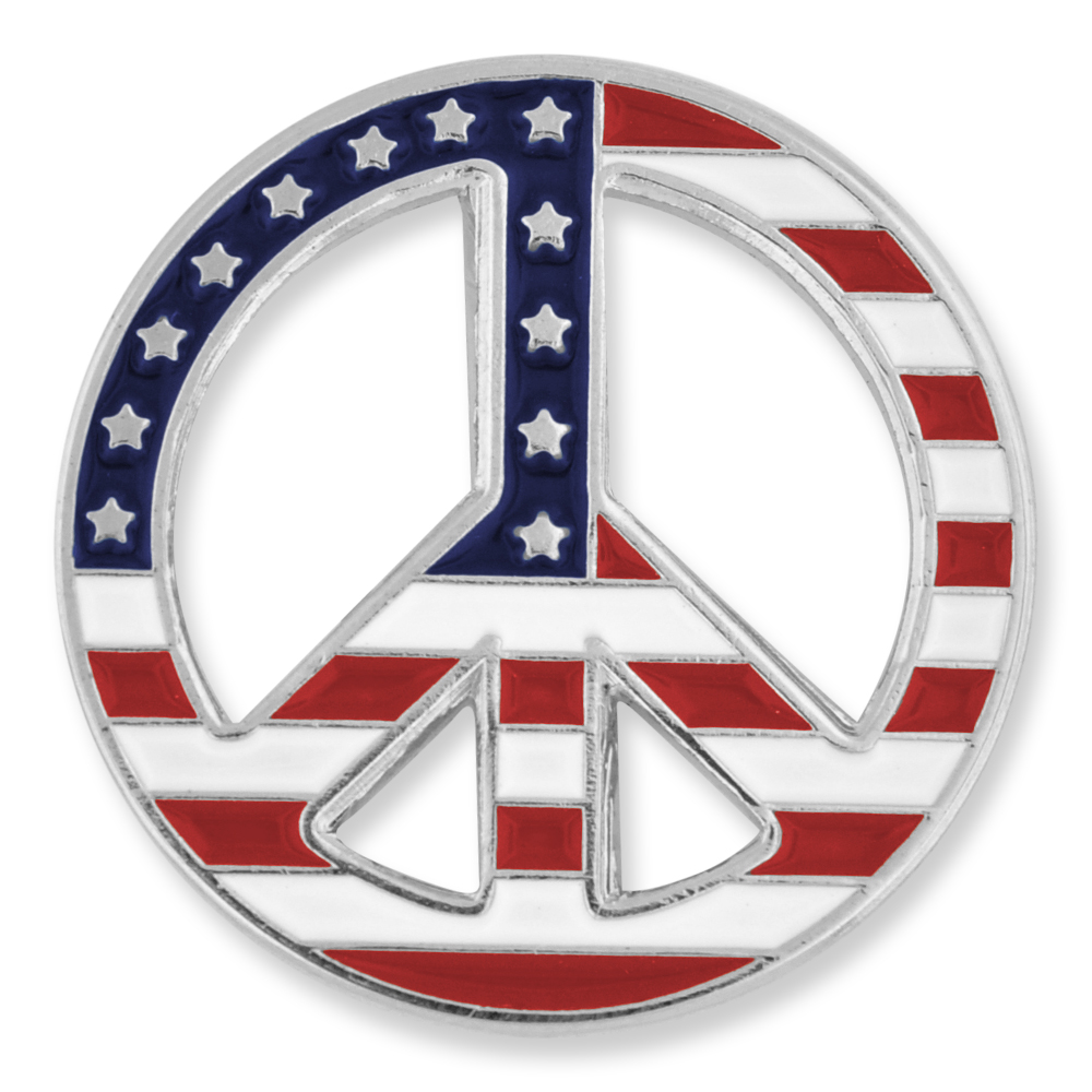 Personalized American Flag Peace Sign Pin