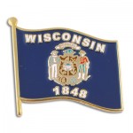 Wisconsin State Flag Pin with Logo