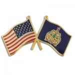 Vermont & USA Crossed Flag Pin with Logo