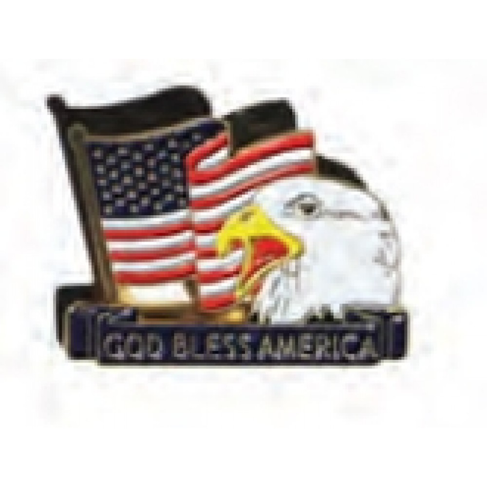 God Bless America w/Bald Eagle Stock Pin with Logo