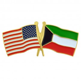 USA & Kuwait Flag Pin with Logo  USA & Kuwait Flag Pin with Logo