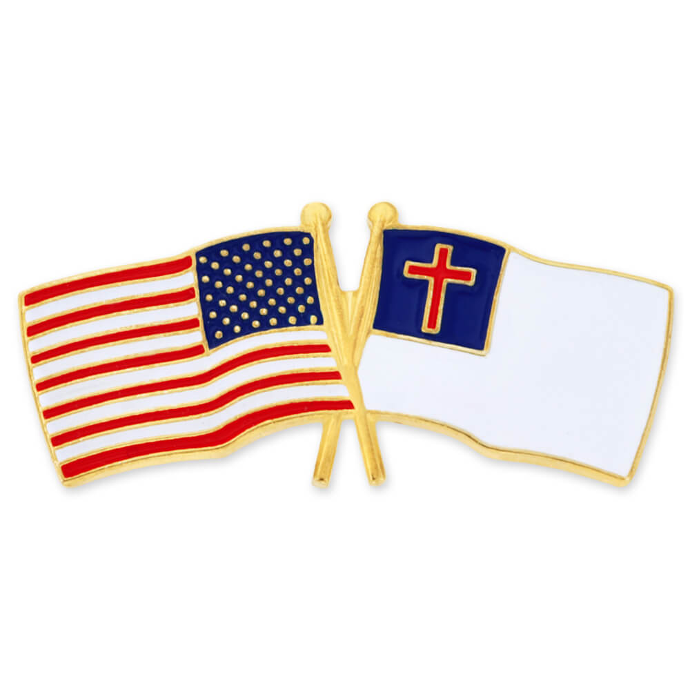 USA & Christian Flag Pin with Logo