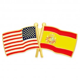 USA & Spain Flag Pin with Logo