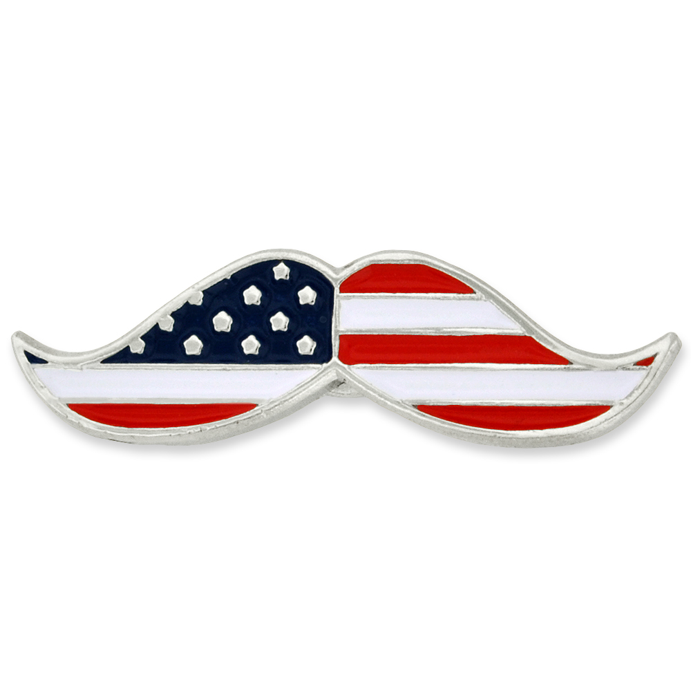 Customized Patriotic Mustache Pin