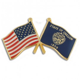 Promotional Oregon & USA Crossed Flag Pin