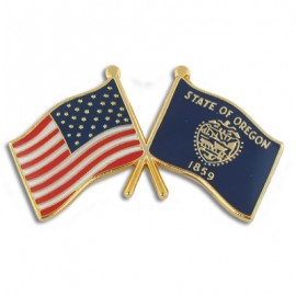 Promotional Oregon & USA Crossed Flag Pin  Promotional Oregon & USA Crossed Flag Pin