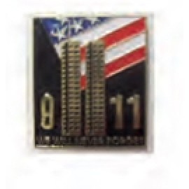 9/11 Twin Tower Building "We Will Never Forget" Stock Pin with Logo