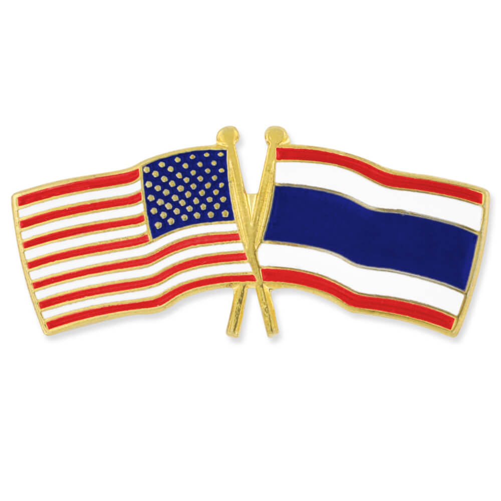 USA & Thailand Flag Pin with Logo