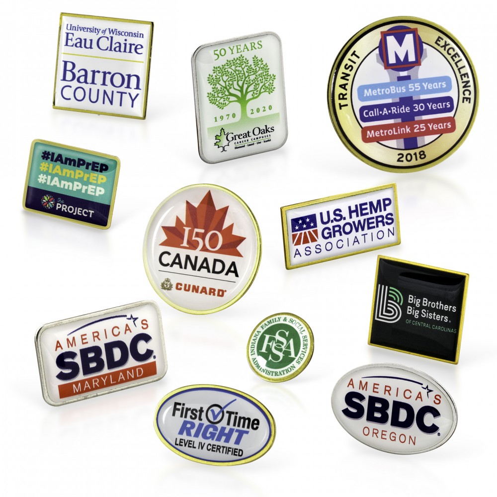 Digital Print Lapel Pin (1-1/4") with Logo Digital Print Lapel Pin (1-1/4") with Logo