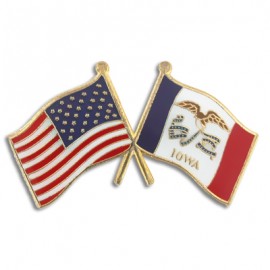 Custom Iowa & USA Flag Pin