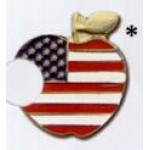 Logo Branded Stock Patriotic Lapel Pins (Apple Flag)