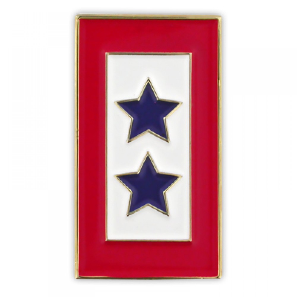 Blue 2 Stars Service Flag Pin with Logo