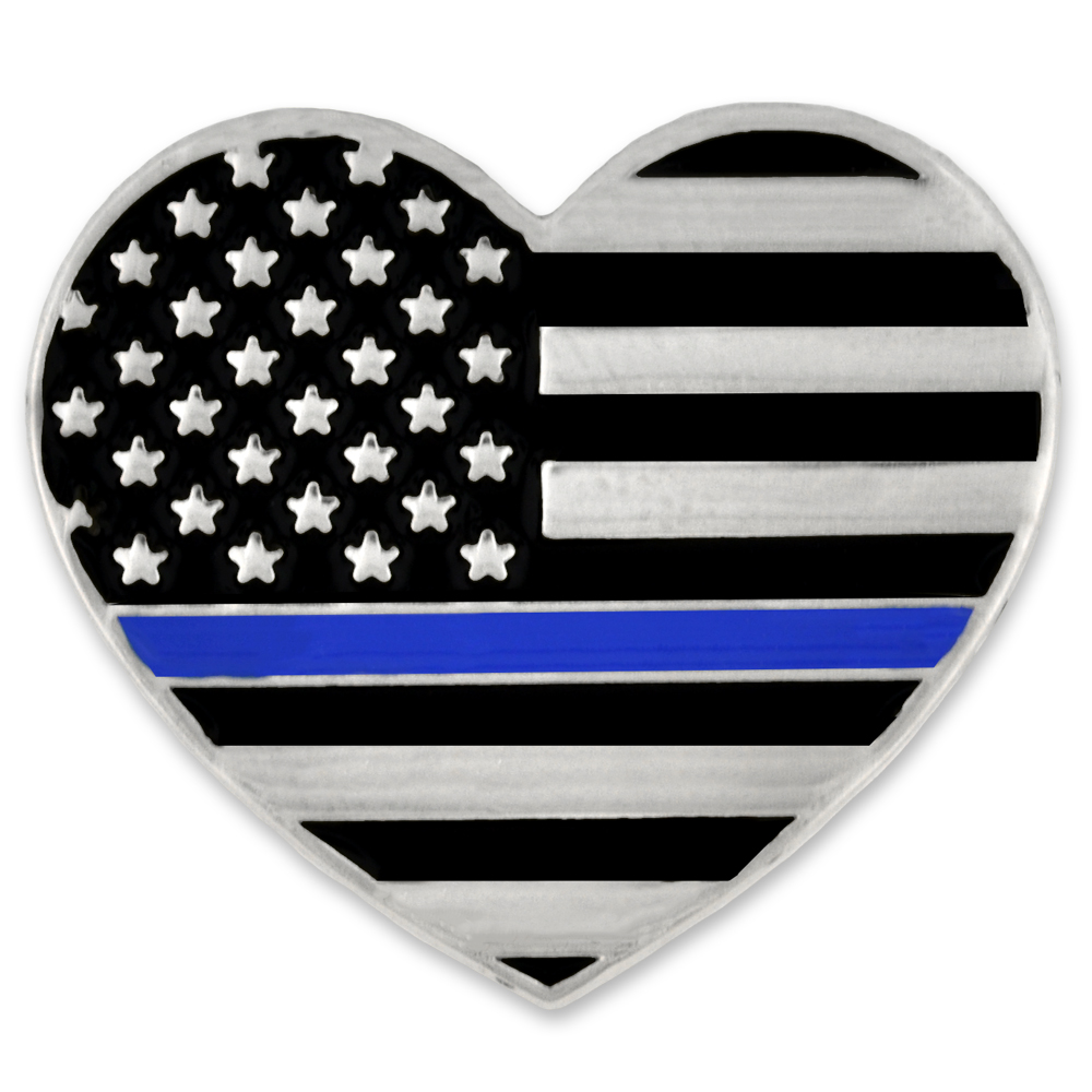 Thin Blue Line Heart Pin with Logo