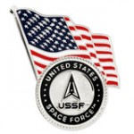 Logo Branded Officially Licensed U.S. Space Force Emblem and USA Flag Pin