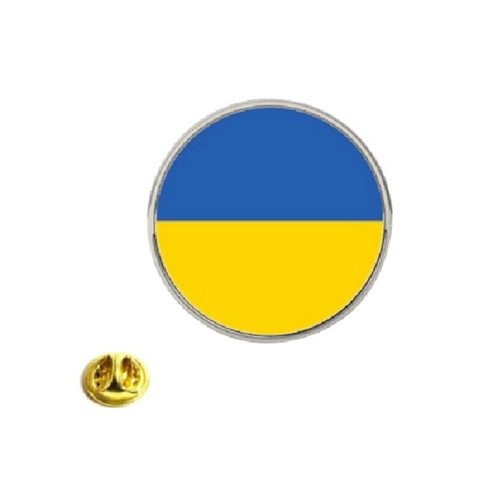 1" Dia Ukraine Lapel Pin-Round Shaped with Logo