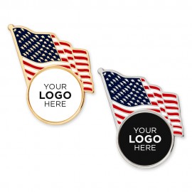 Customized Waving American Flag Pin with Custom Logo