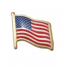Custom American Flag Domed Polished Brass Lapel Pin