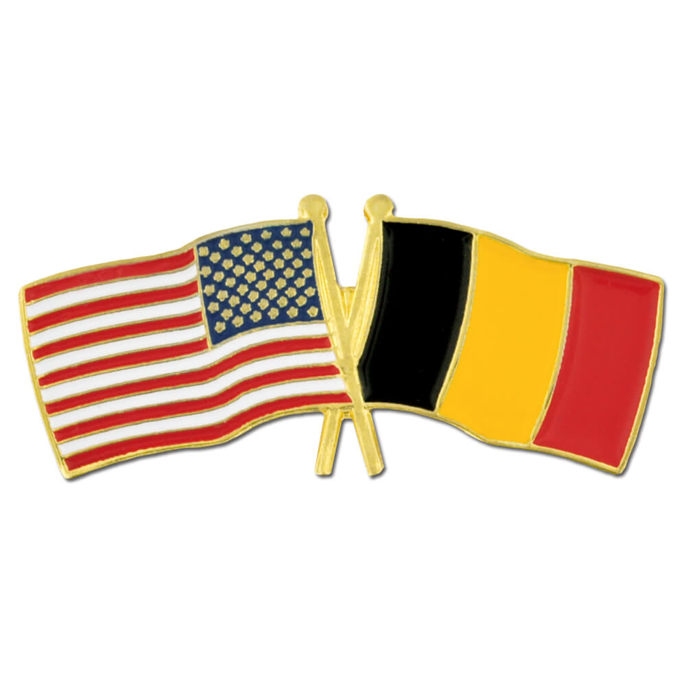 Logo Branded USA & Belgium Flag Pin