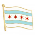 Chicago City Flag Lapel Pin with Logo