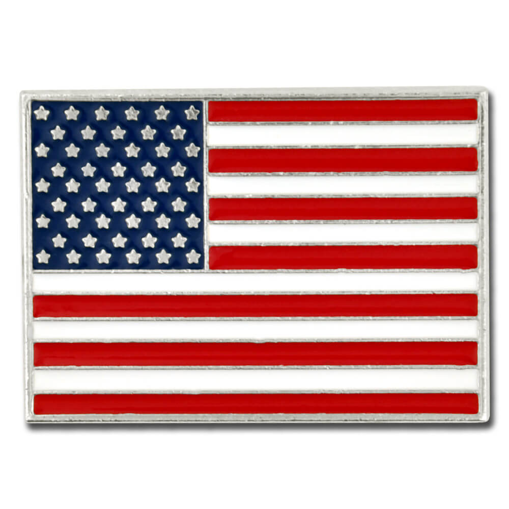 Promotional Rectangle American Flag Silver Pin - Made in the U.S.A.