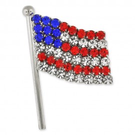 Rhinestone American Flag Pin with Logo