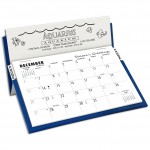 SR Rite-A-Date Desk Calendar, White/Bright Blue Logo Printed