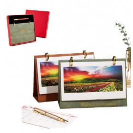 Promotional Lether Magnetic Desk Calendar gift set