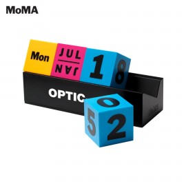 Logo Printed MoMA Cubes Perpetual Calendar (Yellow, Pink & Blue Cubes)