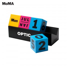 Logo Printed MoMA Cubes Perpetual Calendar (Yellow, Pink & Blue Cubes)  Logo Printed MoMA Cubes Perpetual Calendar (Yellow, Pink & Blue Cubes)