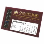 Logo Printed MMT LCD Therm-O-Date Thermometer Desk Calendar, Maroon
