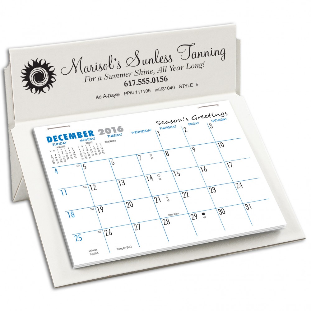 Logo Printed 5 Rite-A-Dex Mini Memo Desk Calendar, White/White Logo Printed 5 Rite-A-Dex Mini Memo Desk Calendar, White/White