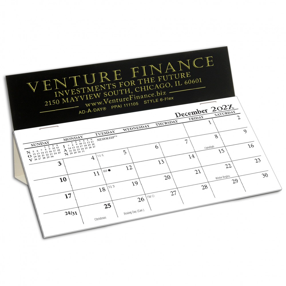 6-Flex Desk Calendar, Black Branded