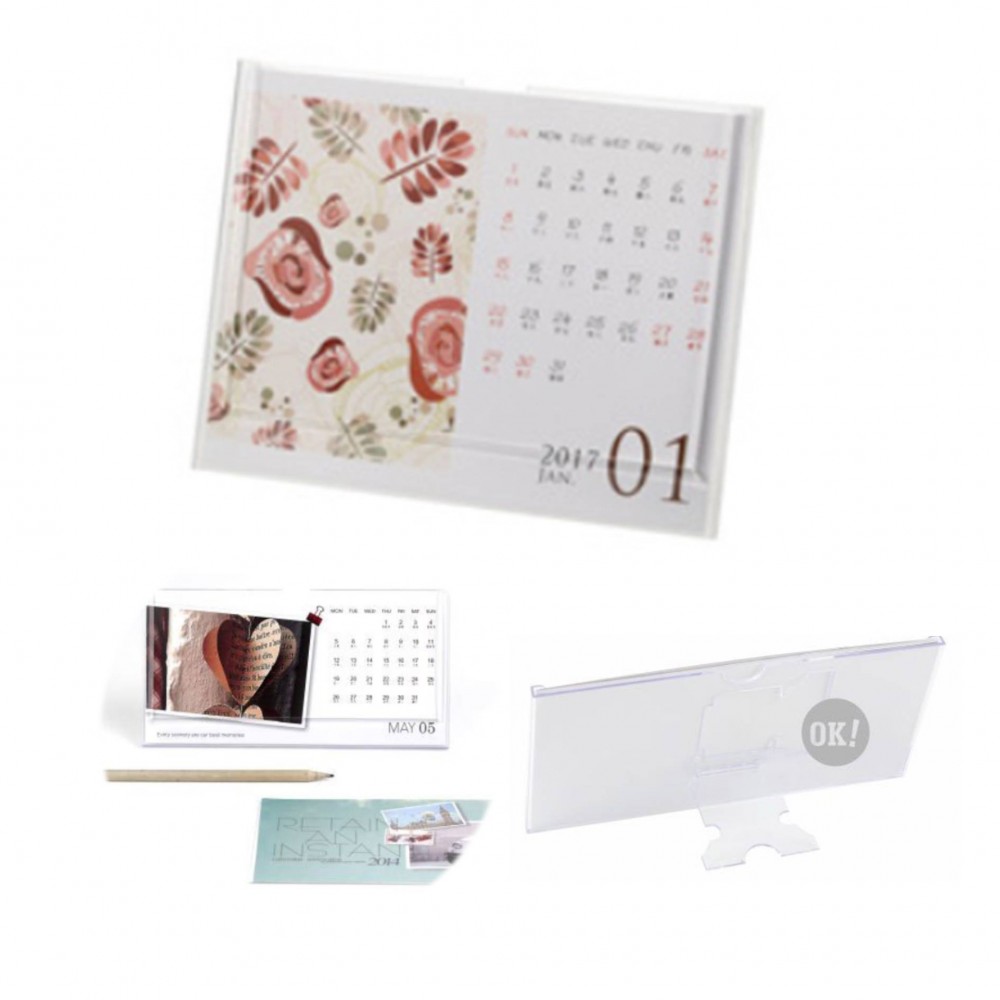 Transparent Acrylic Monthly Desk Calendar Custom Imprinted