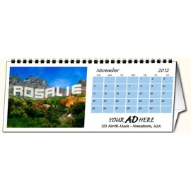 Personalized 13 Image Desk Calendar - 11x4.5 Logo Printed