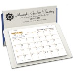 Logo Printed 5 Rite-A-Dex Mini Memo Desk Calendar, White/Lapis Blue