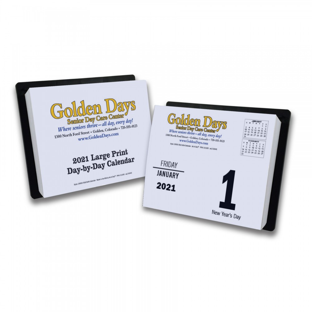 "Big Date" Day-By-Day Calendar Full Color/Full Bleeds Branded