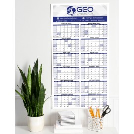 Logo Printed Wall Calendar | Large Span-A-Year, Dry Eraser Friendly w/ 4-Color Custom Graphics Included