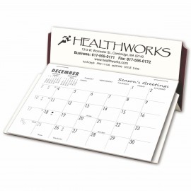 S-645 Stand-O-Matic Desk Calendar, White/Maroon Logo Printed  S-645 Stand-O-Matic Desk Calendar, White/Maroon Logo Printed