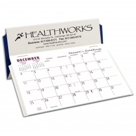 Logo Printed S-645 Stand-O-Matic Desk Calendar, White/Blue